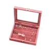 Jewelry Pouches Fashion Pink Velvet Display Storage Manager Earring Organizer Box