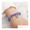 Perlen 8 mm Türkei böse blaue Augen Stränge Armbänder Kette Männer Frauen Kinder religiöse Hamsa Hand Charm Armband Armreifen handgefertigten Schmuck Dhzua