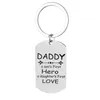 Keychains for Men Father's Day Birthday Present Key Chain Rings rostfritt stål Fashion smycken bilnycklar pappa en sons första hjälte