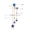 Dangle Chandelier Blue Stars Tassel Brincos longos de liga delicada de liga vintage Brincho