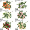 Fleurs décoratives 1 pc Polychrome Soie Artificielle Rose Mini Bouquet Pour Noël Maison Année De Mariage DIY Cadeau Boîte Décoration Faux Plantes