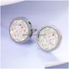 Stud Selling Druzy Resin Earrings Simple And Exquisite Stainless Steel Earring Geometric Round Mineral Face Crystal Ear For Drop Del Dhtno