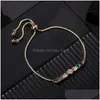 Braccialetti con ciondoli Braccialetto in zircone arcobaleno dorato Colorf Catena regolabile Tennis per donne Ragazze Contenitore di gioielli di moda Drop Delivery Dhsar