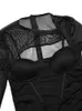 Chic Lady Élégant Asymétrie À Manches Longues Maille Midi Robes Sexy Night Dates Club Party Outwear Mince Corset Robe Noire