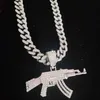 Мужчины женщины хип -хоп AK47 Ожерелье для оружия с 13 -миллиметровой кубинской цепью Хип -хок