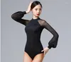 Стадия носить взрослые латинские балетные танцевальные одежды Женские тренировочные наборы тела на спине леолард черный танцевальный костюм фигура фигура
