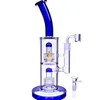 Blue Double Matrix Perc Glass Water Bongs Dab Rigs Hookahs Shisha Big Glass Water Pipes Oil Bong With 14mm Joint