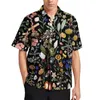 Camisas casuais masculinas camisa de praia floral masculino folhas vintage de verão mangas curtas moda gráfica Bloups grande