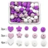 Jouets de dentition pour bébés Cuteidea 50pc Perles en silicone Coeur de lentille Forme d'étoile Allaitement Ensembles de dentition DIY Sucette Chaîne jouets Accessoires 230525