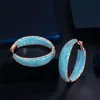 Lussuosi orecchini di design a cerchio blu in rame per donna, festa, sudamericani, zirconi AAA, orecchini con diamanti, sposa, fidanzamento, matrimonio, anniversario, regalo di gioielli