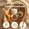 الهواتف المحمولة بأرثى 1Set Crochet Baby Teether Safe Beech Wooden Ring Pacifier Clip Born Mobile Gym Toys Gifthible Hight 230525