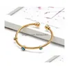 Charm Bracelets Drop Oil Evil Turkish Eye Bangle Bracelet Gold Sier Color Bangles Gifts For Women Men Fashion Jewelry Gift Delivery Dhc7Y