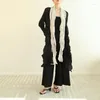 Damesbreien Koreaanse mode 2023 Autumn Handmade diamant geplooide bovenste middellange lentelder Kantigan zwart -wit contrast jas ontwerp gevoel shirt