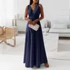 Robes décontractées femmes été grande taille sans manches taille haute longue robe Boho soirée femme vacances lâche plage