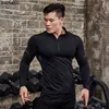 Men's T-Shirts Men Tight Sport T-Shirt Long Sleeve Gym Running Clothing Fitness Compression Sportswear Zip Pullover Hiking Rashgard Sweatshirt J230526