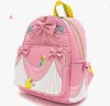 INS Fashion Kawaii Cartoon Print Pu Leather Backpack Girl Boy Double Shoulder Stationery Bags Big Capacity Birthday Gift
