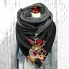 Foulards mode Santa Elk imprimer écharpe de noël femmes hiver chaud bouton doux cou enveloppes femme velours Hijabs châle Foulard Bufand