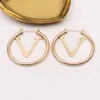 Big Gold Hoop Earrings for Women Lady Girls Ear Studs Set Designer Earring Wedding Party Gift Jewelry Accessories