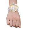 Decorative Flowers Bridesmaid Wedding Wrist Flower Luxury Full Diamond Handmade Groomsman Corsage Men's Business Clothing Accessories