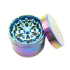 Smoking pipe Four layer 52mm flat vertical pattern colorful zinc alloy smoke grinder