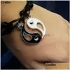 Bedelarmbanden vriendschapspaar touw armband yin yang tai vintage wit zwart verstelbare handgemaakte sieraden drop levering dheqx