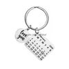 Sleutelringen Nieuwe gepersonaliseerde kalender Keychain Hand gesneden met hartdatum Kreep -roestvrijstalen Valentines Day Gift Dro Dhnkr