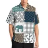 Men's Casual Shirts Nordic Animal Shirt Colorful Reindeer Beach Loose Hawaii Retro Blouses Short Sleeve Pattern Oversized Tops