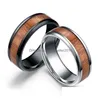 Bandringar 8mm volframfinger Hållbar vintage titan rostfritt stål trä inlay ring smycken för män kvinnor 316l drop leverans dhqoj