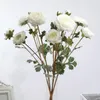 Flores decorativas 3 de cabeça/ramo imitação de seda decoração de seda sala de estar decoração de outono decoração artificial