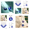 Hanger kettingen 30 mm Turks blauw Evil Ketting Glazen lederen touwketen voor vrouwen Men Men mode sieraden drop levering hangers dhbhk