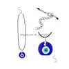 Pendant Necklaces 30Mm Turkish Blue Evil Eye Necklace Glass Leather Rope Chain For Women Men Fashion Jewelry Drop Delivery Pendants Dhbhk