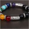 Beaded 7 Chakra Bracelet Healing Heart Charm Bracelets For Women Men Natural Stone Reiki Yoga Jewelry Drop Delivery Dhsfo