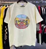 RHUDE TシャツカジュアルコットンメンシャツサマーストリートスケートボードメンズTシャツ半袖ブランドTシャツ高品質の米国サイズS-XL