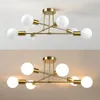 Plafondlampen E27 Moderne kroonluchter lamp Iron Minimalistische persoonlijkheid Creatieve LED -verlichting Goud Zwarte Decoratie Woonkamer