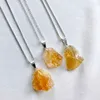 Pendant Necklaces NM36589 Chunky Raw Citrine Necklace November Birthstone Jewelry Silver Plated Box Chain Crystal Charm Christmas Gift