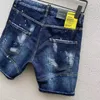 2023 New Summer DT091 CoolGuy Type Skinny Button Fly Mens Shorts Mens Jeans Micro-Stretch Denim Desinger Slim Fit Make Shabby Holes Top Men