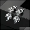 Dangle Chandelier Square Zirconia Rhinestone Flower Earrings Wedding Beauty Pageant Prom Pendant For Women Jewelry Bride Drop Deliv Dhwim