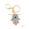 Key Rings Hamsa Hand Evil Eye Palm Pendant Keychains Gold Sier Colors For Women Gift Drop Delivery Jewelry Dhdvo