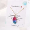 Подвесные ожерелья Colasf Fashion Natural Crystal Stone Collese для женщин сладкая любовь дружба Mti Color IRREGAR ГЕЙОМЕТРА Стекло DRO DHN6E