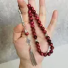 Strand Natural Tiger Eye Stone Tasbih Mesbaha Metal Tassel Good Quality Prayer Beads 33 66 99 Islam Muslim Rosary Misbaha