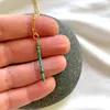 Pendant Necklaces NM36605 Dainty Real Turquoise Necklace Raw Bar Gemstone Stick December Birthstone Beaded Gift