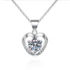 Kedjor zfsilver mode trendiga klassiker 925 silver 1ct moissanite evigt hjärta halsband kvinnor tillbehör lyx charms bröllop smycken