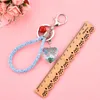 Keychains Trendy Crystal Glass Heart Keychain Women Dry Flower Key Chain Rope Lanyard Bell Bag Charms Pendant Car Keyring Jewelry