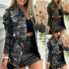 Casacos de trincheira feminina Lappel Casual Casual Winter/Autumn 2023 Fit Well Fit Camouflage Print Lady Jacket Streetwear para trabalhar