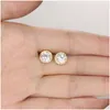 Stud Fashion White Rhinestone Round Cubic Zircon Earrings For Women Girl Gold Sier Plated Bridal Party Jewelry Drop Delivery Dhysa
