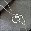 Pendant Necklaces Africa Map Necklace Simple Hollow Portrait Stainless Steel Jewelry Gifts For Men Women Drop Delivery Pendants Dhgxl