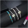 Bedelarmbanden 4 stcs/set roze blauw kralen armband vintage boho stekelige peer cactus touw armbanden voor wome zomer verse druppel levering dhok5