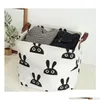 Storage Baskets Ins Foldable Bucket Top Waterproof Bathroom Dirty Clothes Laundry Box Cotton And Linen Childrens Drop Delivery Home Dhqao