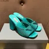 Slippers Slippers Shoes Fomens Slides High Heels Shoes Factory Factory Joundestone Real Silk Block Slipon Open Toe Luxury Designers Street Style J0525