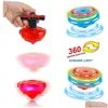 Spinning Top 12pcs LED LED TOUS Flashing UFO Topss z Gyroscope Nowators BK Party Toy Favours Drint Materienda